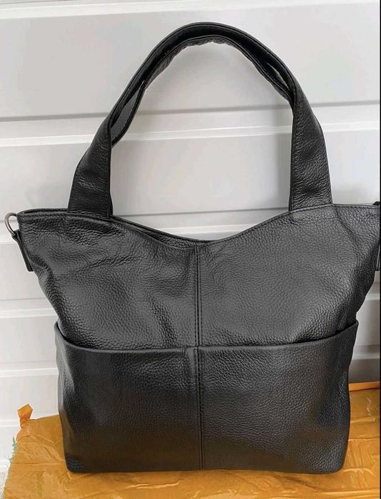 Сумка жіноча шкіряна м'яка чорна, бежева, синя, зелена(є довга ручка)