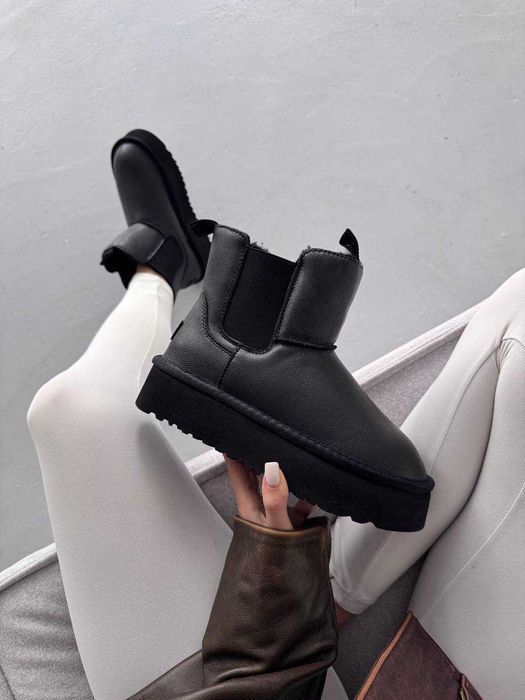 Уггі UGG Neumel Chelsea Platform Black Leather шкіряні