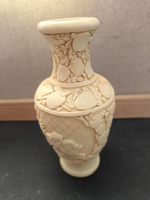 Jarra Estilo Marfim Esculpida Oriental