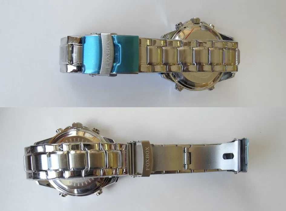 Duży Zegarek męski analogowo cyfrowy Lige Foxbox bransoleta niebieski