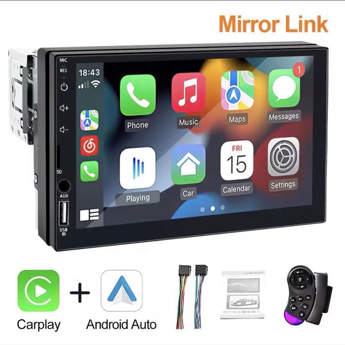 Автомагнітола 7 дюймів CarPlay Android Auto камера 1DIN