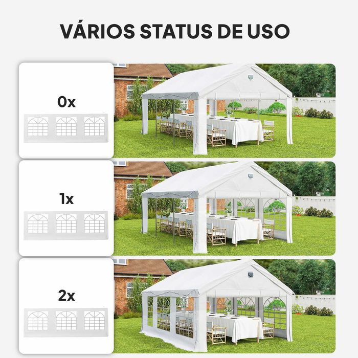Gazebo para eventos 598x394x302 cm branco UPF30+