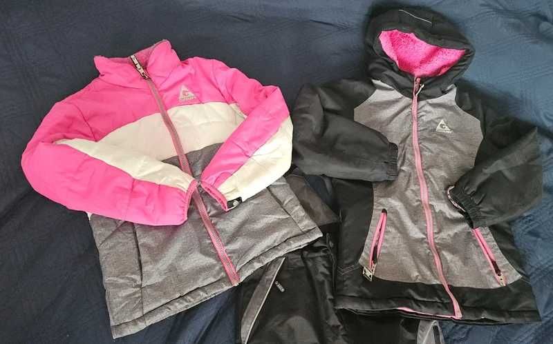 Komplet kurtka, podpinka, spodnie, czapka na narty 7-9 lat