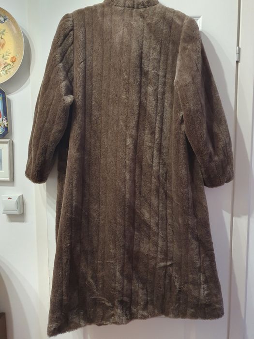 Plaszcz brązowy, wełna z alpaki, moher wełna r.22 ( 46) brązowe