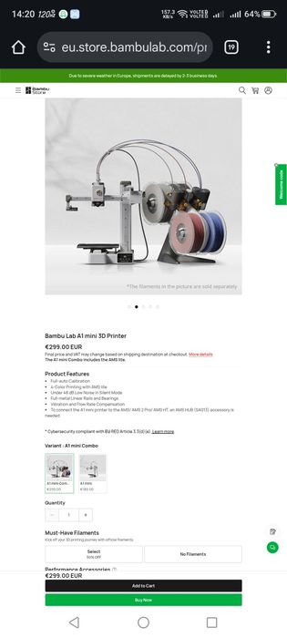 Bambulab A1 mini Combo com upgrades.