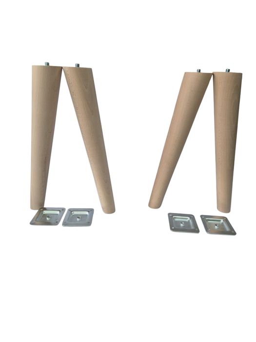 Nogi Nóżki drewniane bukowe Wysokość 30 cm + blacha komplet 4 sztuk