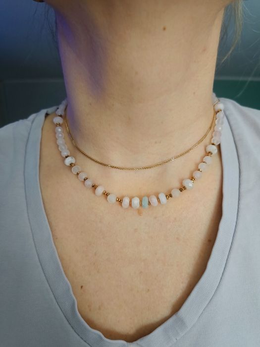 Naszyjnik z kamieni naturalnych srebro pozłacane