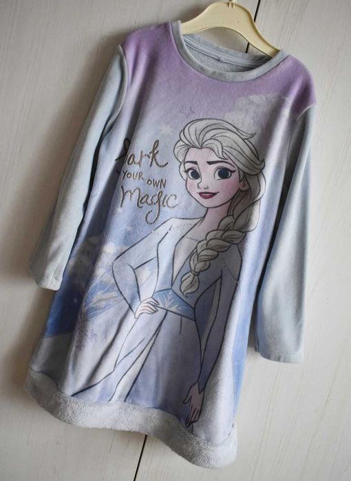 Sukienka piżama 104 110 koszula nocna pluszowa ciepła polarowa Elsa