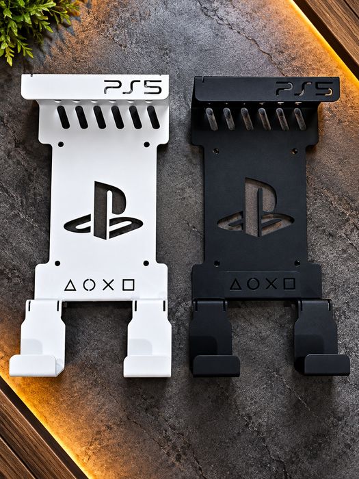 Wieszak ścienny PS5 / PS4 – stalowy uchwyt na konsolę + pady
