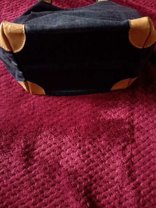 Mala tote bag de ganga escura e bege Produção artesanal