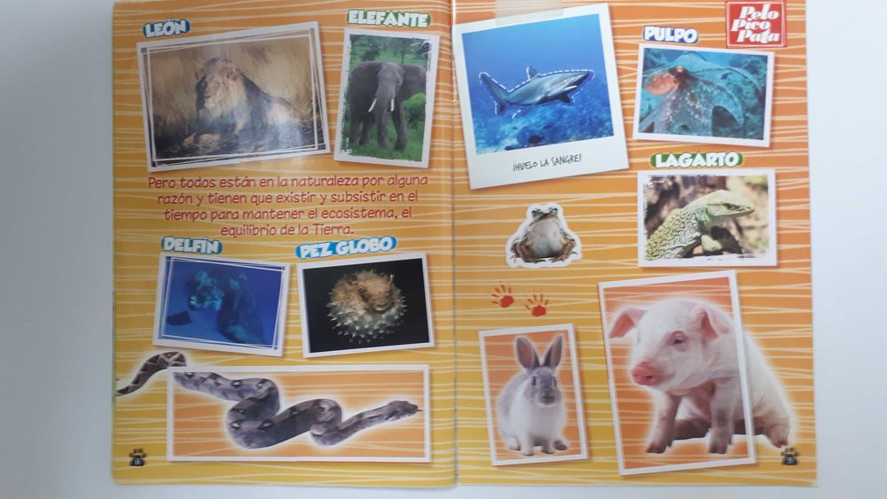 Caderneta de cromos pelo, pico, pata - Completa