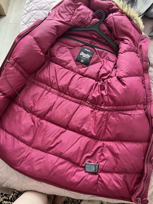 Пуховик куртка пальто жіноча super dry бордова 42-44 розмір