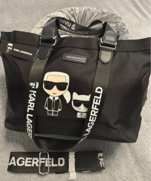 Damska czarna torebka shopper bag karl lagerfeld