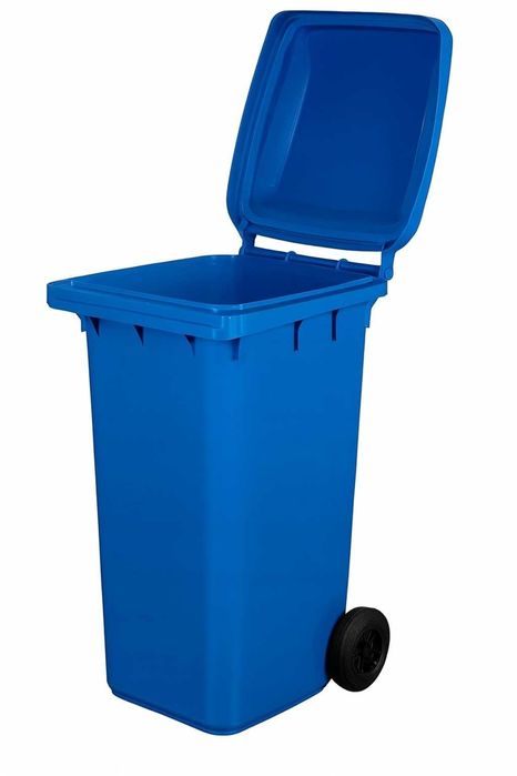 Pojemnik na odpady 240L niebieski z kółkami i pokrywą – na papier PL