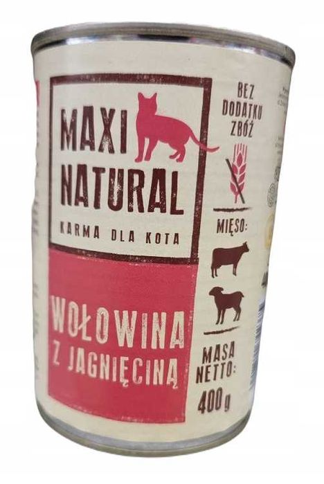 MAXI NATURAL Karma mokra dla kotów Z WOŁOWINĄ bez zbóż puszka 400g