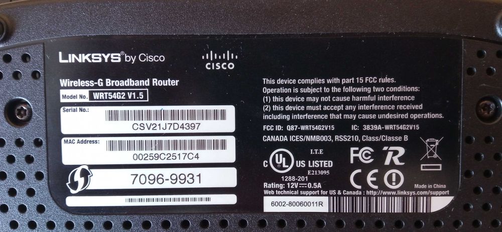 Маршрутизатор Cisco WRT54G2 +блок живлення+кабель