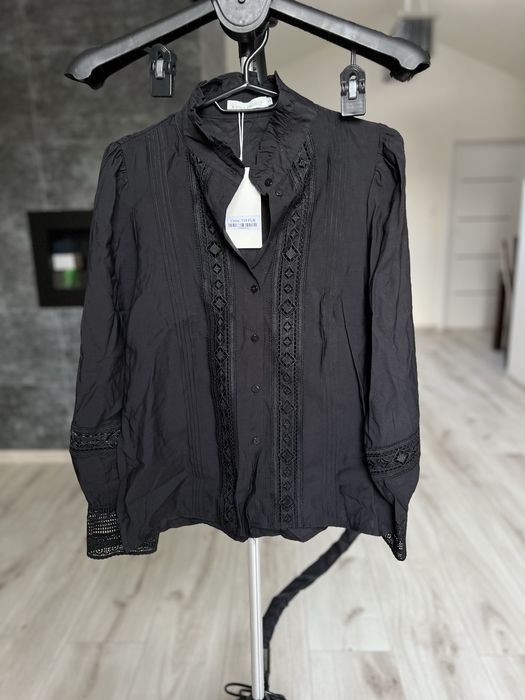 Czarna koszula boho z haftami S