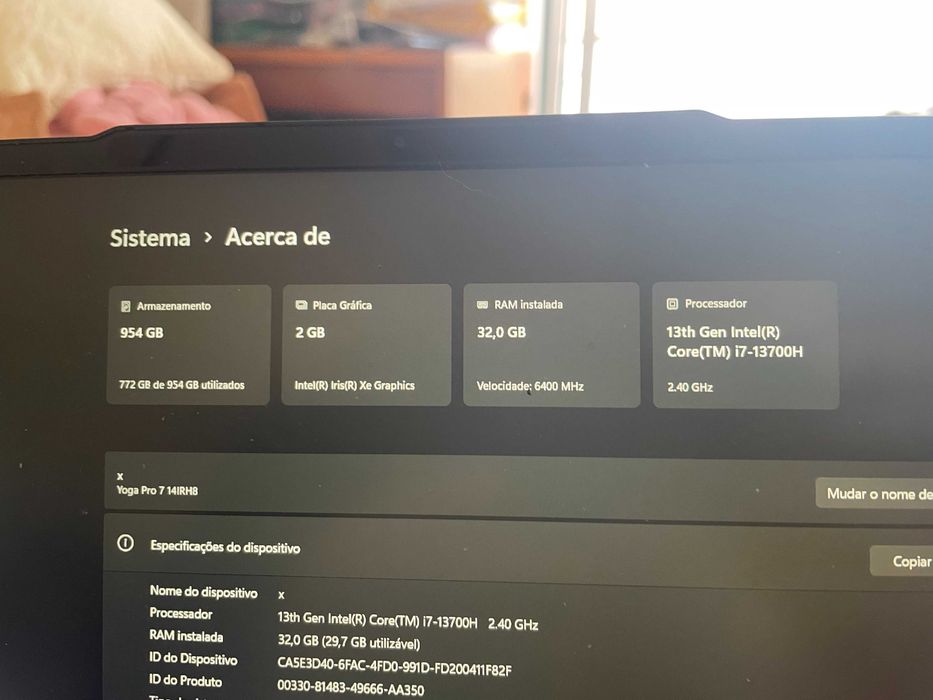 Portátil Lenovo i7 13700H 32GB RAM