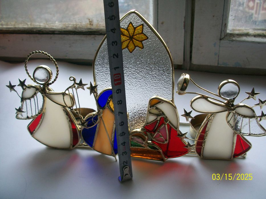 Підсвічник вітражний на 3 свічки (Різдво)