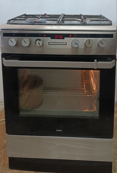 Kuchenka Gazowo Elektryczna Amica 60cm Srebrna + Myjka do Okien Karcher
