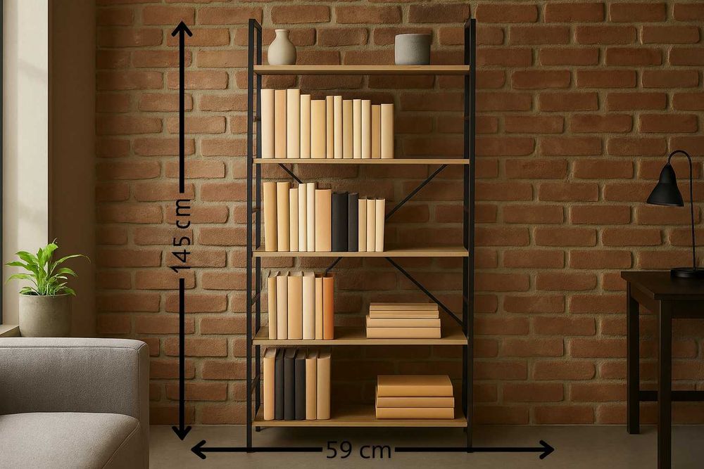Nowy Regał na Książki Loftowy Metalowy Do Salonu Biura Pokoju Wysyłka