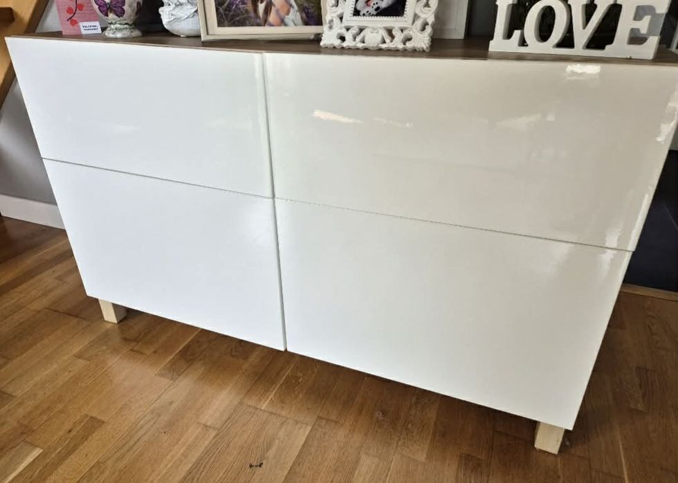 Komoda Besta Ikea 120 cm biała wysoki połysk
