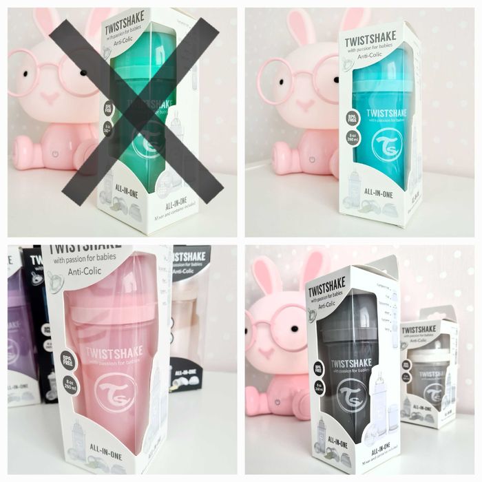 Twistshake 260 ml róż niebieski i ciemny szary