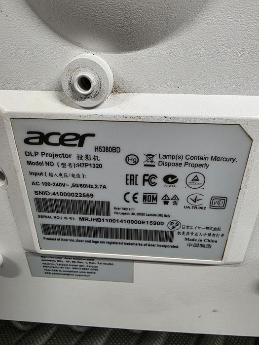 2 Video projector Acer H5380BD Dlp