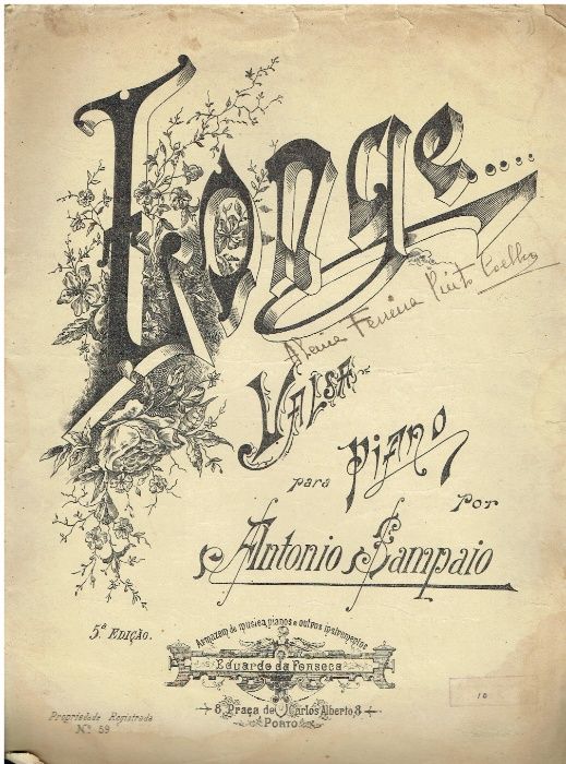 8016 - Partitura Longe Valsa para Piano por António Sampaio