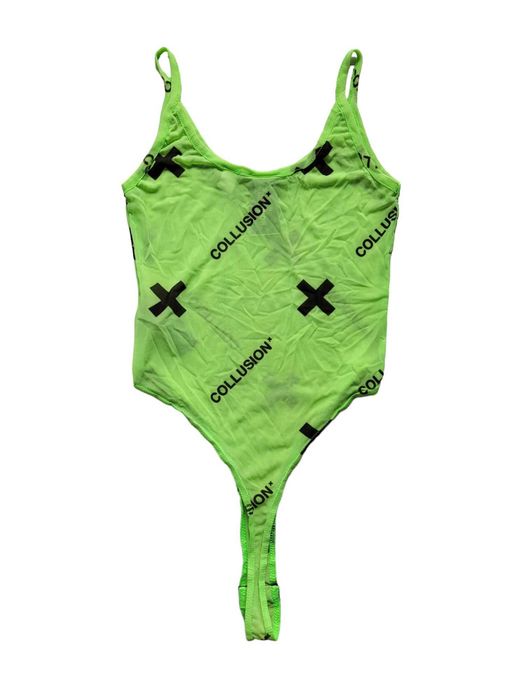 Zielone prześwitujące body 34,XS COLLUSION stringi bielizna damska