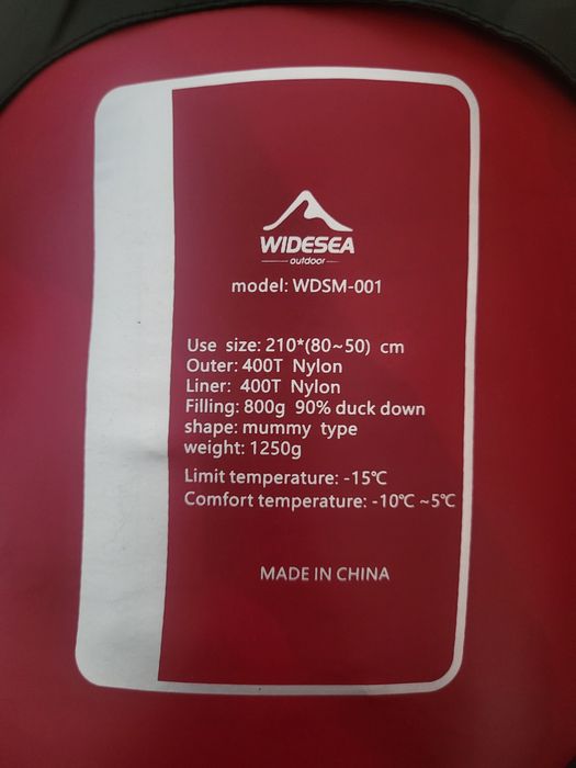 Пуховий зимовий спальний мішок Widesea 800g