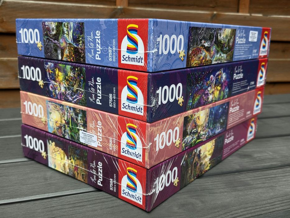 Puzzle 4x 1000 Schmidt NOWE w folii Rose Cat Khan