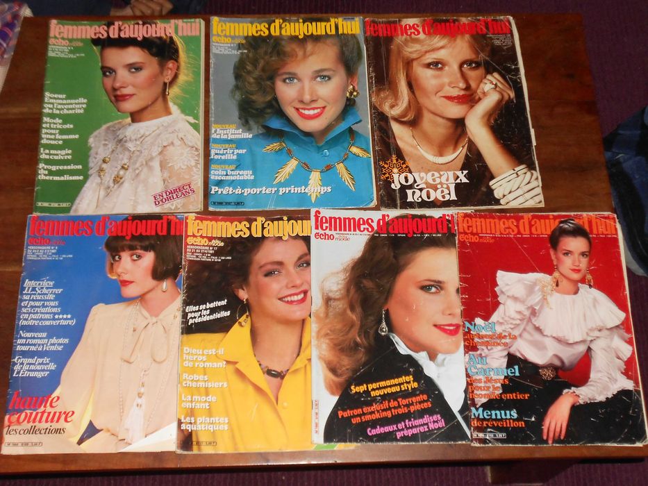 7 Revistas antigas vintage roupa moda Femmes Aujourdhui ano 1975 / 81