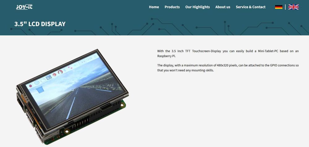Display LCD 3,5'' 480x320 Touchscreen compatível com Raspberry Pi