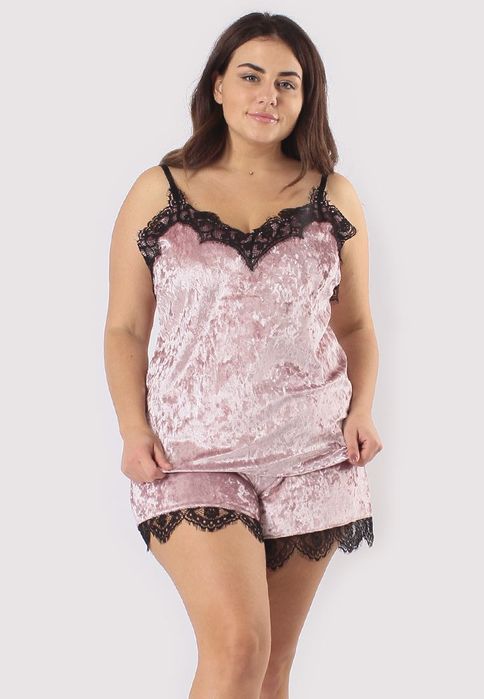 Жіноча піжама велюрова майка та шорти з мереживом 42р-60р