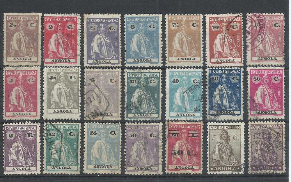 Selos das ex-colónias portuguesas, 180 selos de Angola, maioria usados