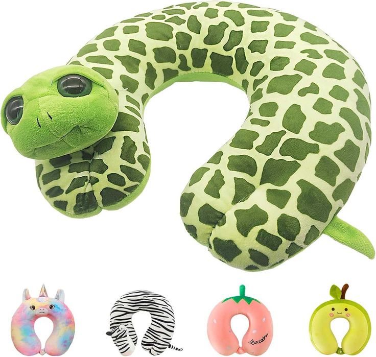 Детская дорожная переносная подушка Черепашка для шеи из бархата новая