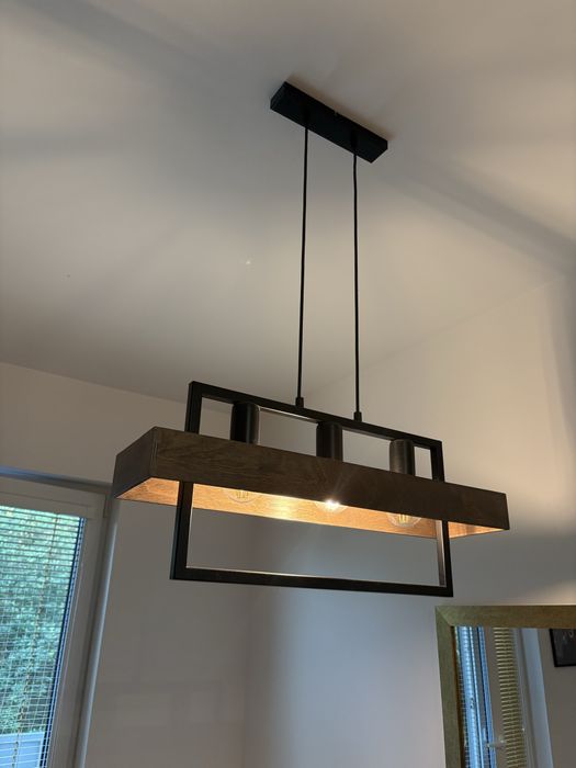 Lampa sufitowa czarny mat + drewno