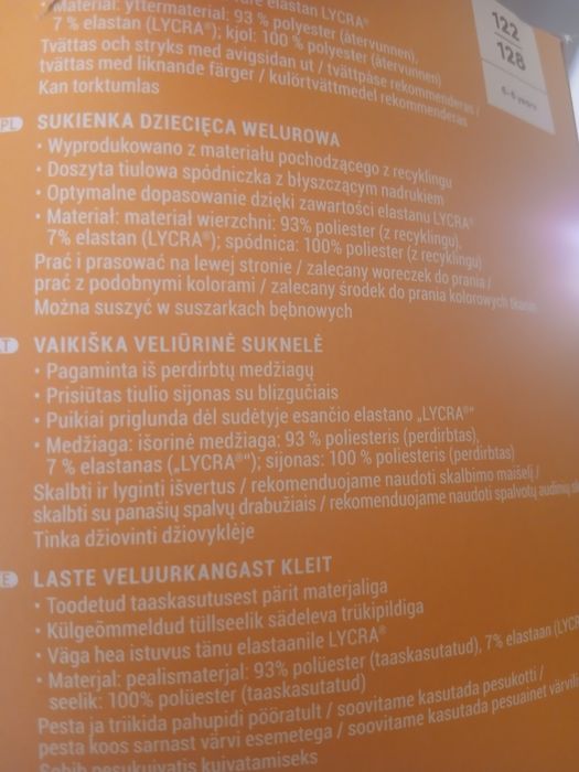 Sukienka welurowa lupilu 122/128 cm