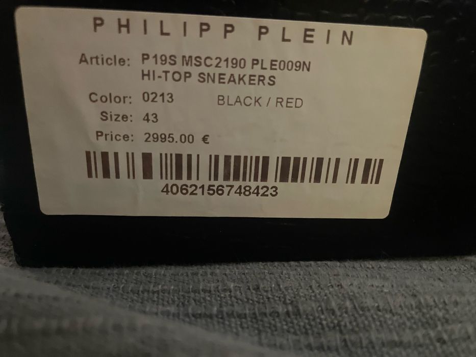 Vendo Philipp Plein Hi-Top Sneakers Black/Red - NOVOS!