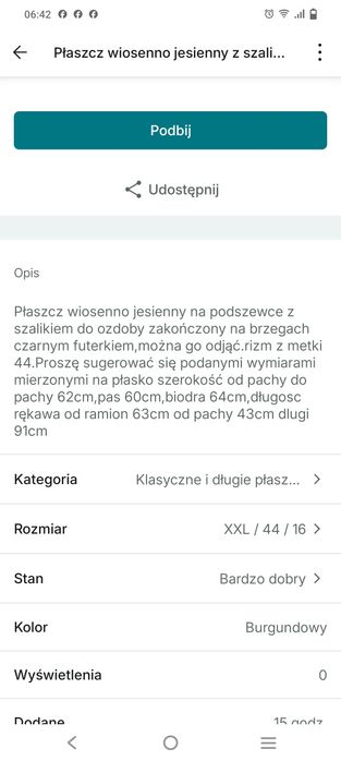 Płaszcz jesienny,z szalem