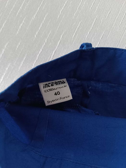 р 10 / 44-46 синя легка спідниця юбка пряма бавовна Франція