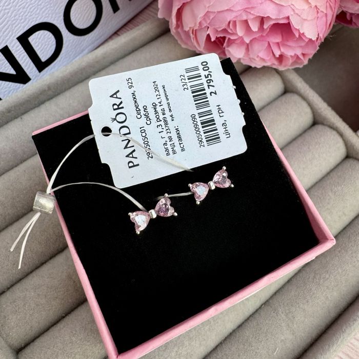 Сережки Pandora Пандора/ Серьги Pandora оригінал/ нові срібло гвоздики