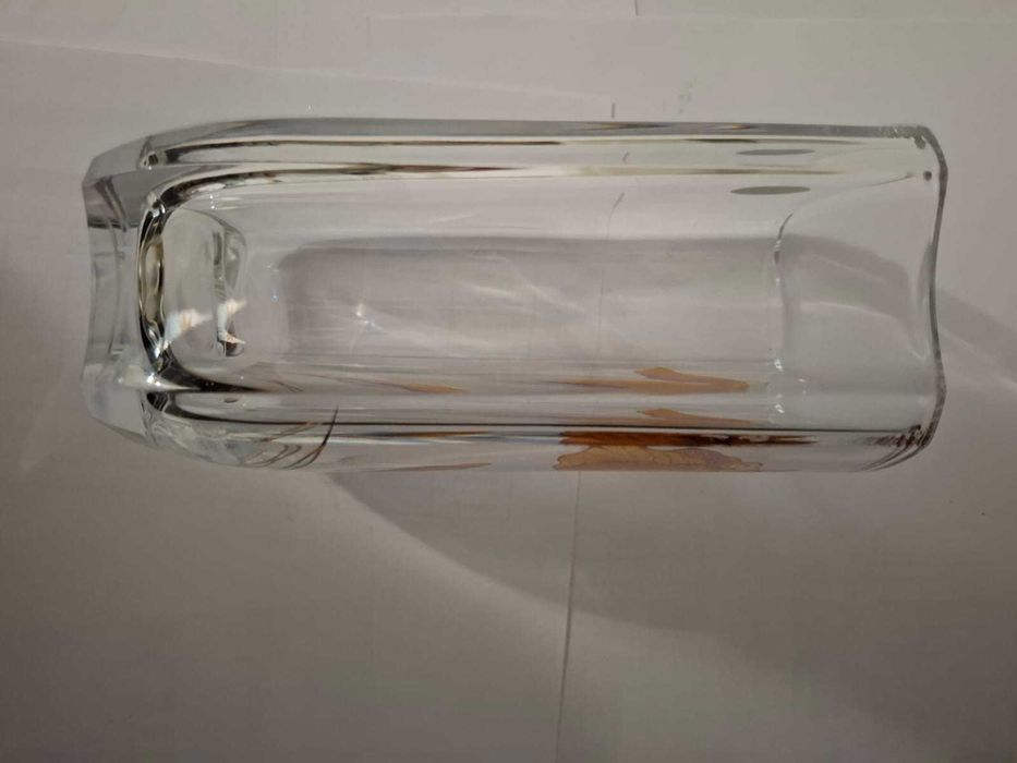 Vaso Cristal D'arques 1970 Cristal Deco Revival Floral Dourado Dourado