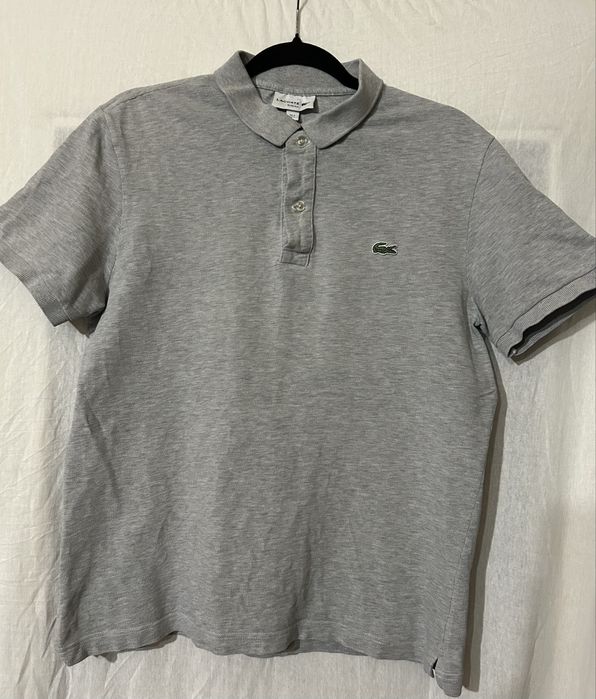 Поло Lacoste slim fit світло-сірий