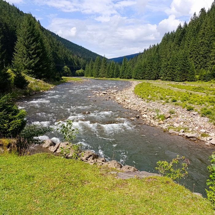 Шале з каміном біля річки