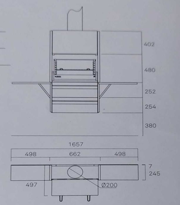 Churrasqueira de parede a carvão ou lenha