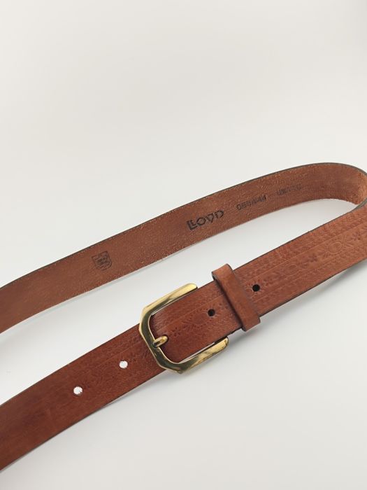 r. 72-83  Lloyd Pasek Retro damski skóra brązowy złota klamra