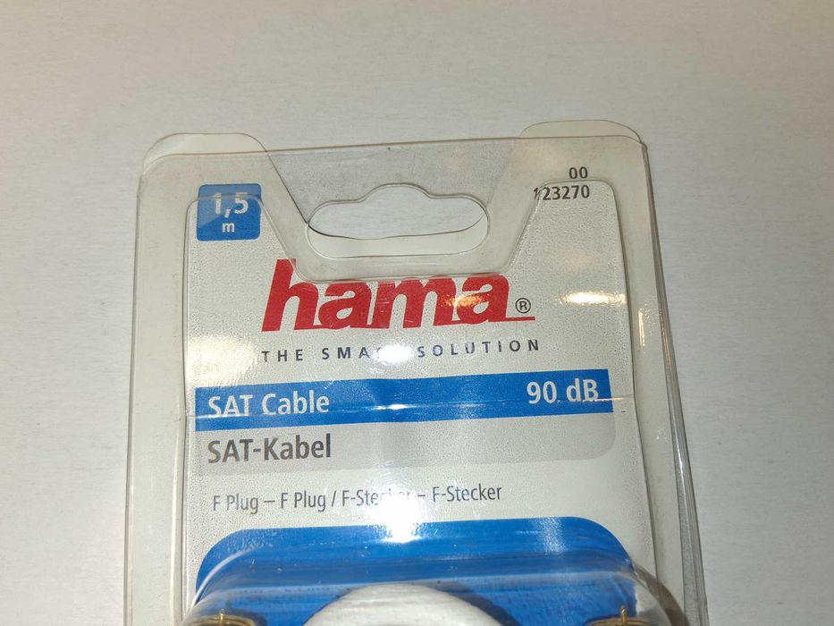 N282 Kabel Antenowy Satelitarny Hama SAT F-Plug F-Stecker 1,5m 90dB