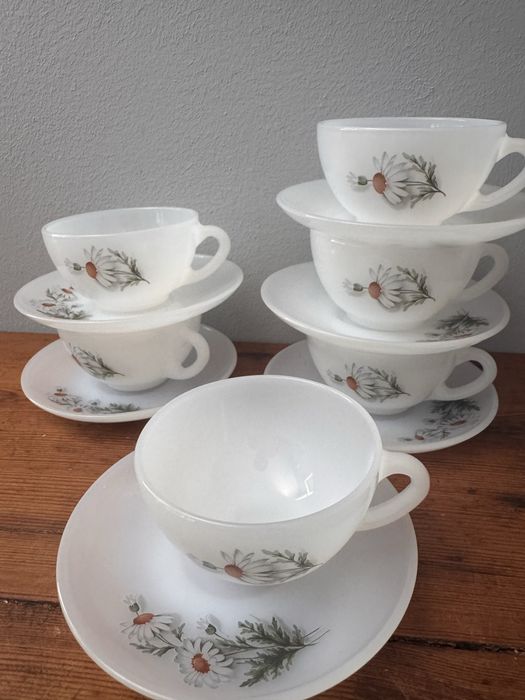 Vintage Conjunto 6 chavenas cafe Malmequer Arcopal